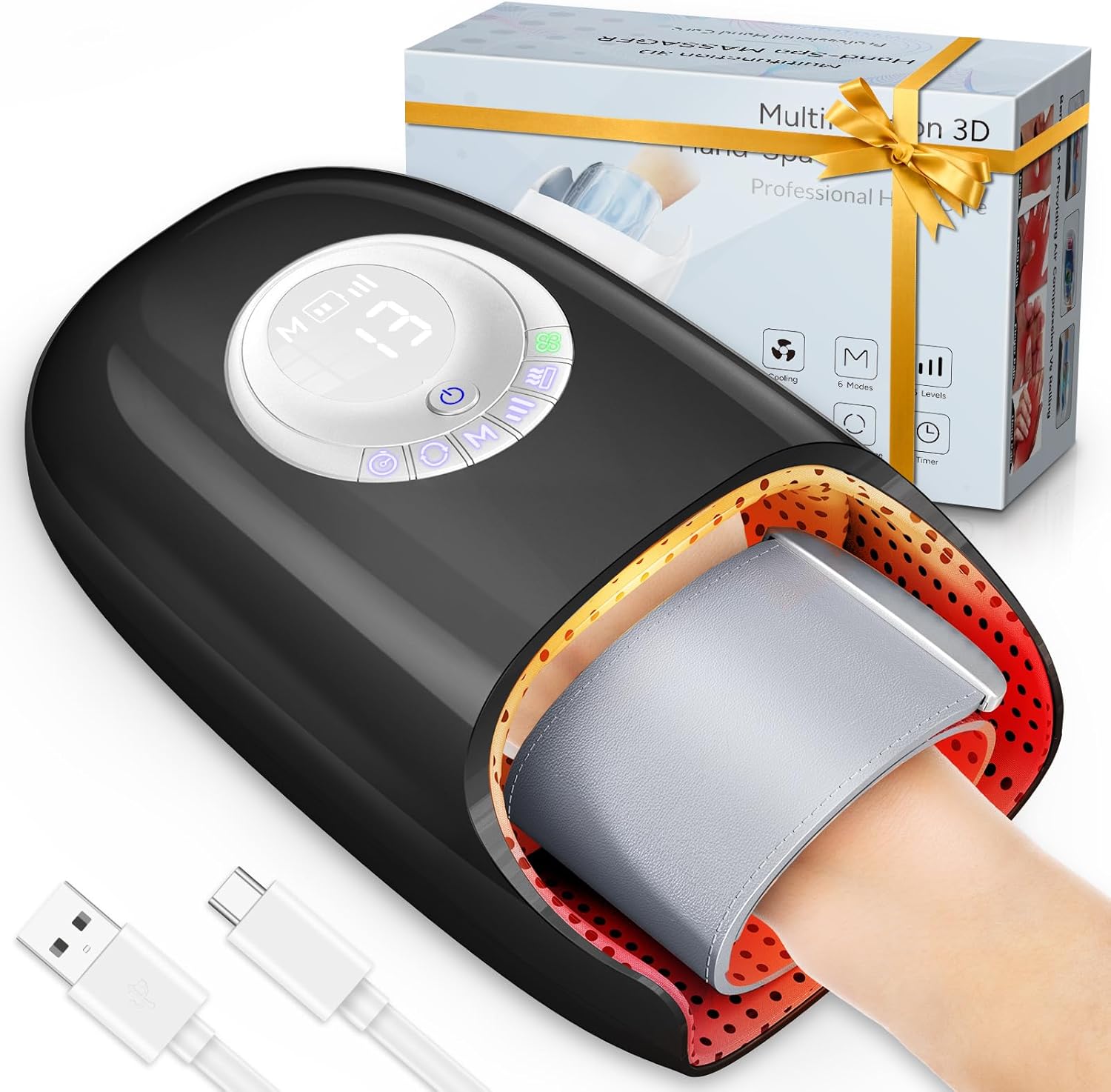 SKRFORM Hand Massager with Heat & Compression, 6 Modes, Wrist & Palm Kneading, Arthritis Relief