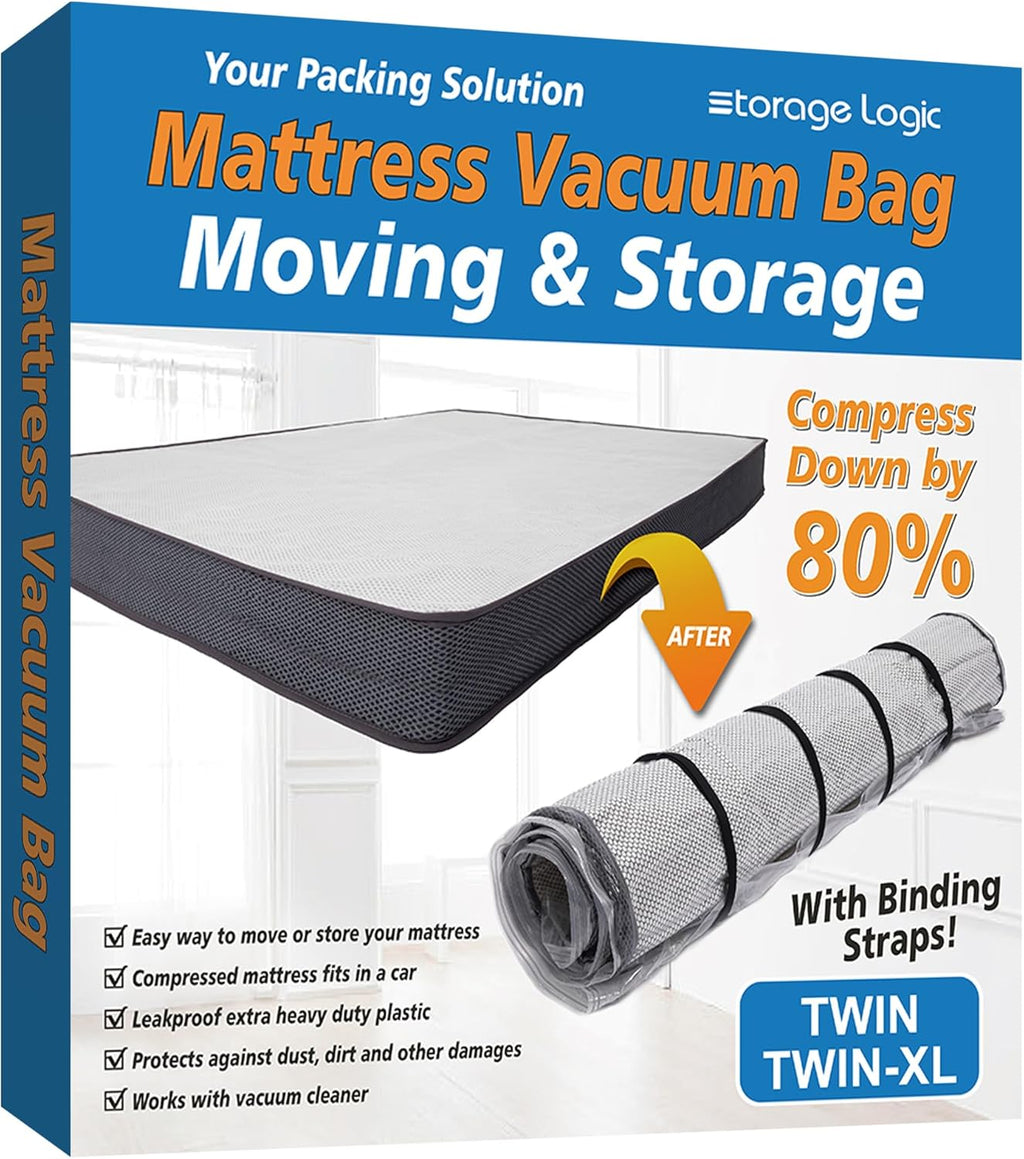 VacHeavy Duty Vacuum Mattress Bag Roll Up Compression Storage Moving w/ Straps