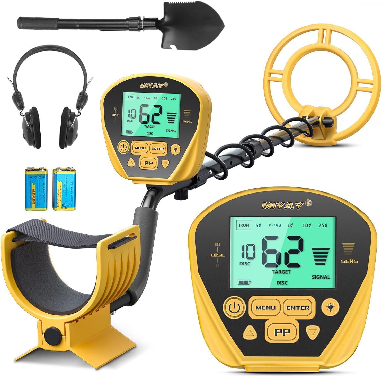 MIYAY Metal Detector Waterproof LCD 5 Modes 10" Coil High Accuracy