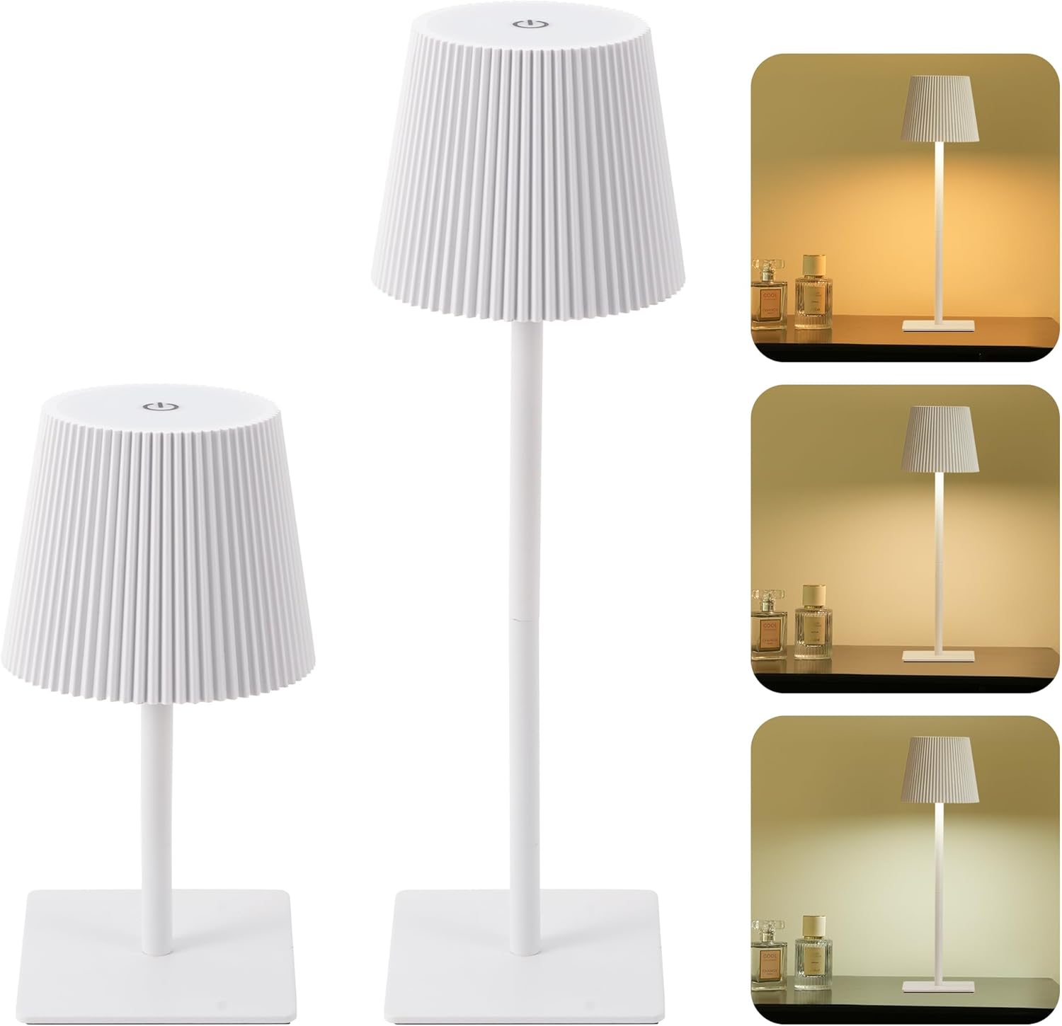 LUTEC 2 Pack Cordless Table Lamps Rechargeable Dimmable White Outdoor