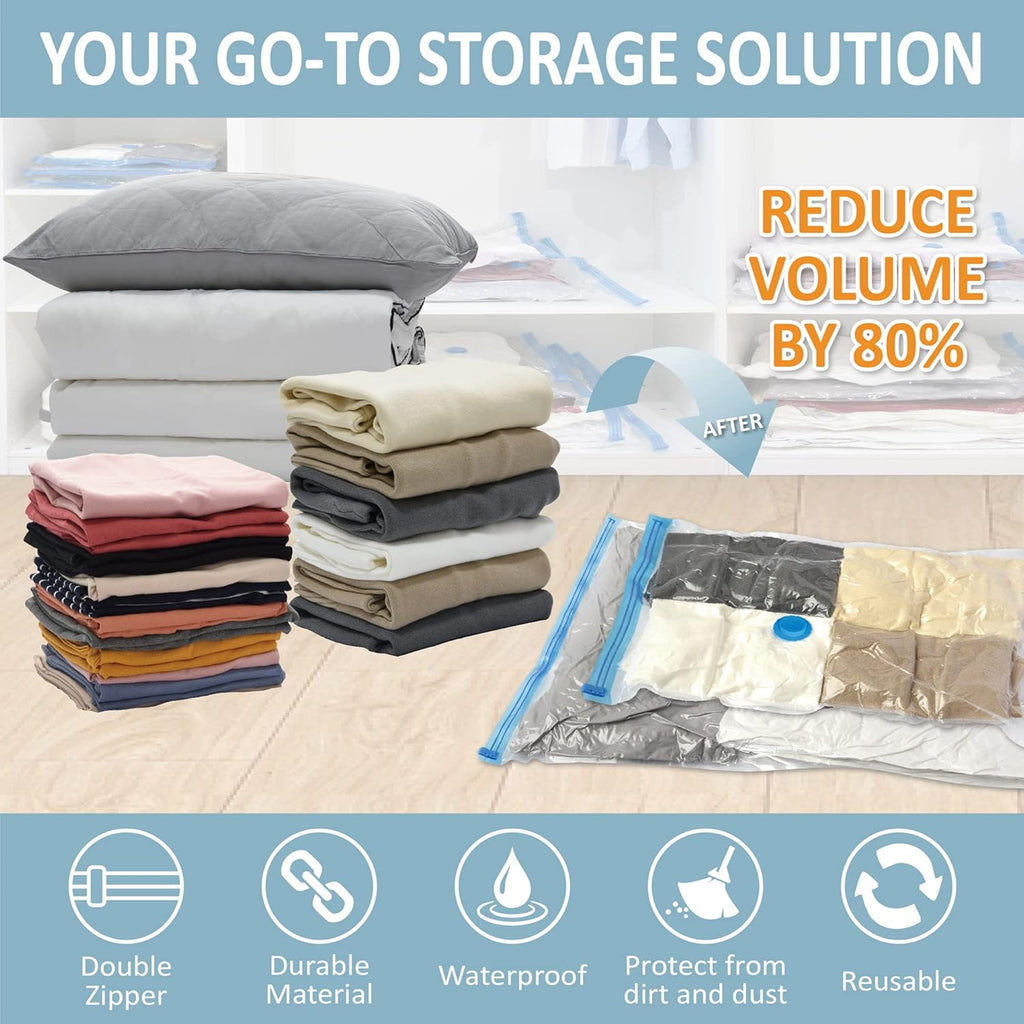 Vacuum Storage Bags Space Saver Compression Seal Bags w/ Pump Travel Home