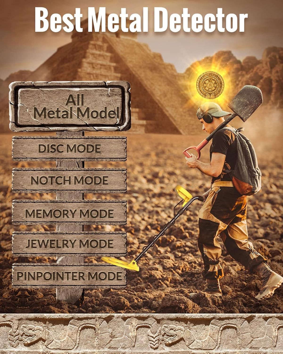 MIYAY Metal Detector Waterproof LCD 5 Modes 10" Coil High Accuracy