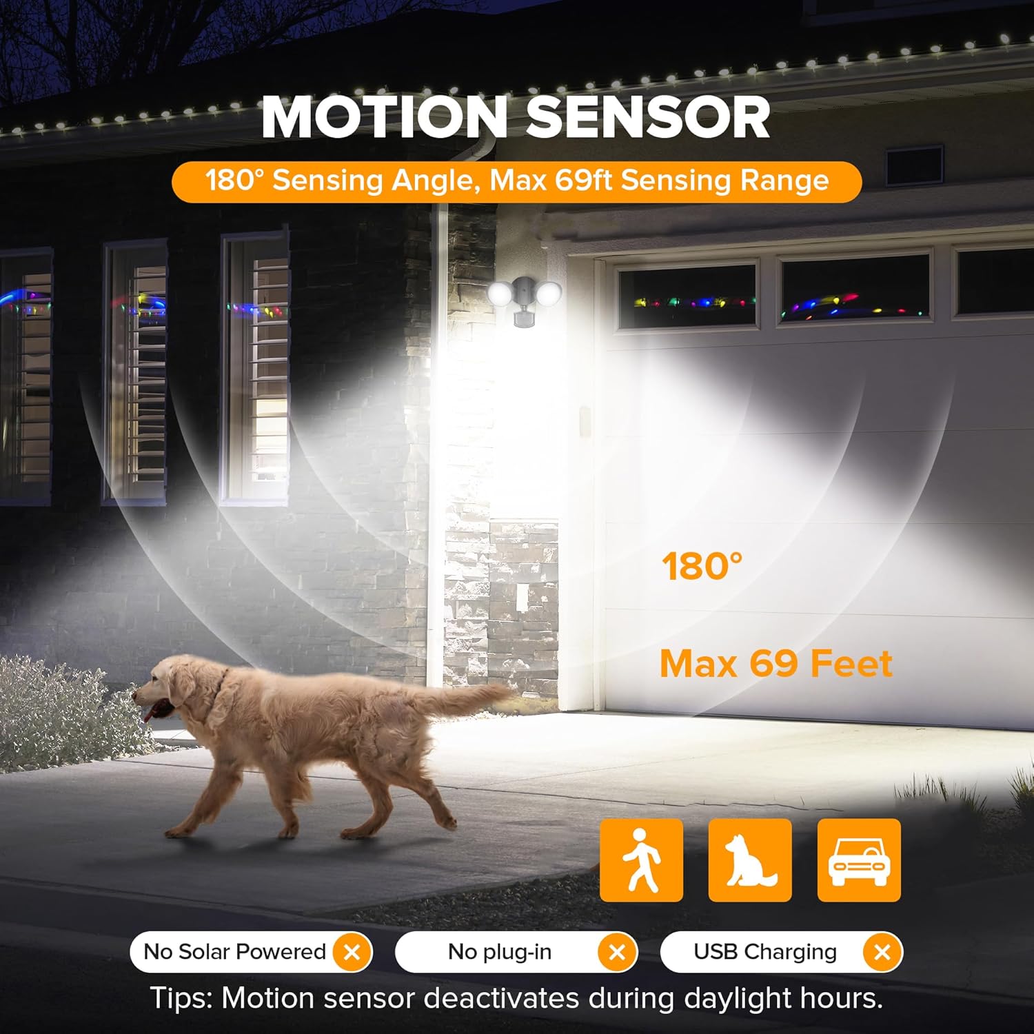 LUTEC 32W LED Motion Sensor Security Light 3500LM Outdoor Flood Light Black