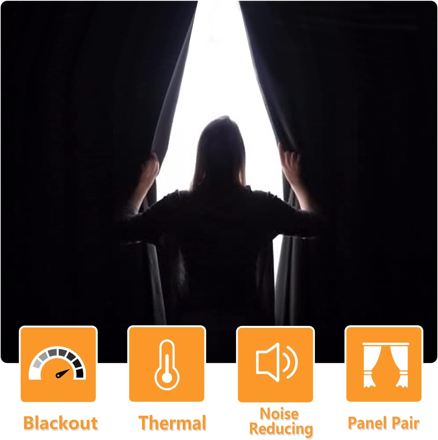 Hiasan Blackout Curtains Thermal Insulated Window Panels 52x45 Orange