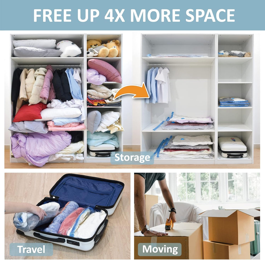 Vacuum Storage Bags Space Saver Compression Seal Bags w/ Pump Travel Home