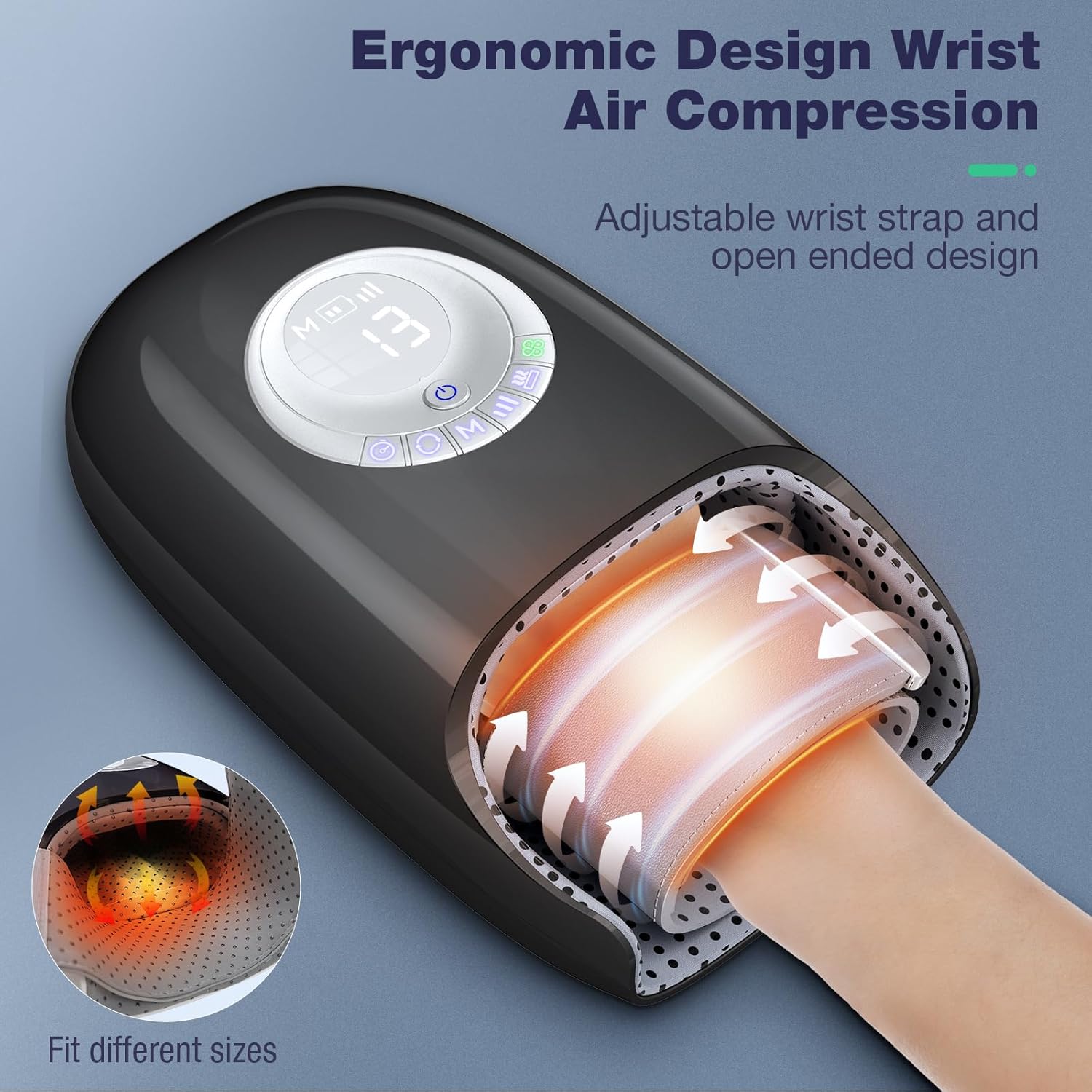SKRFORM Hand Massager with Heat & Compression, 6 Modes, Wrist & Palm Kneading, Arthritis Relief
