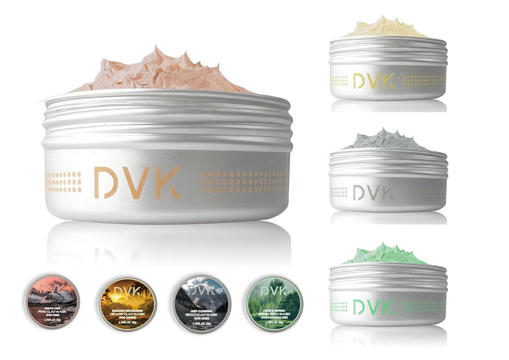 DVK Clay Face Mask Set, Deep Cleansing & Pore Purifying Facial Skincare, SPA Clay Mask Gift Set for Forehead, Cheeks, Nose & Chin