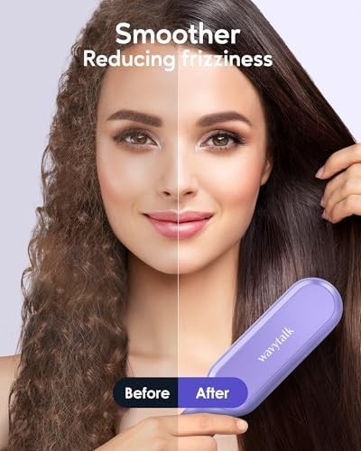 Wavytalk Hair Straightener Brush Ceramic Sweep Ionic Straightening Comb Purple