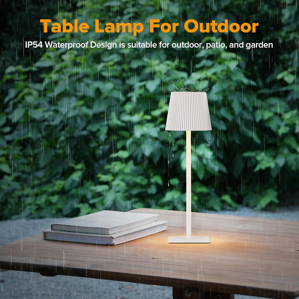 LUTEC 2 Pack Cordless Table Lamps Rechargeable Dimmable White Outdoor