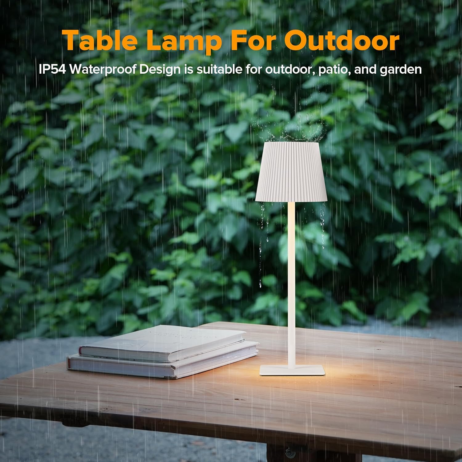 LUTEC 2 Pack Cordless Table Lamps Rechargeable Dimmable White Outdoor