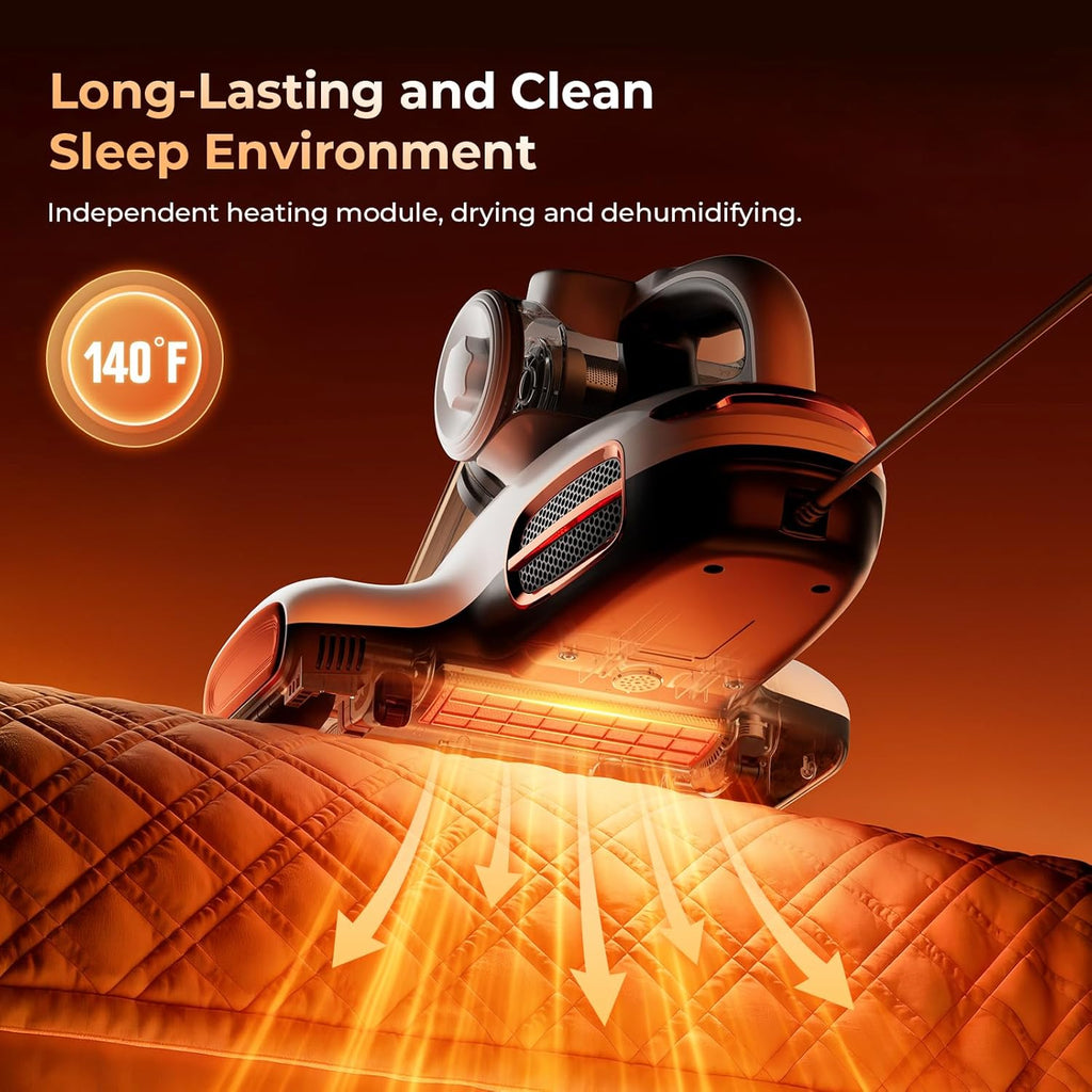JIGOO T600 White Bed Vacuum Cleaner with UV-C Light, 15Kpa Suction 700W Powerful