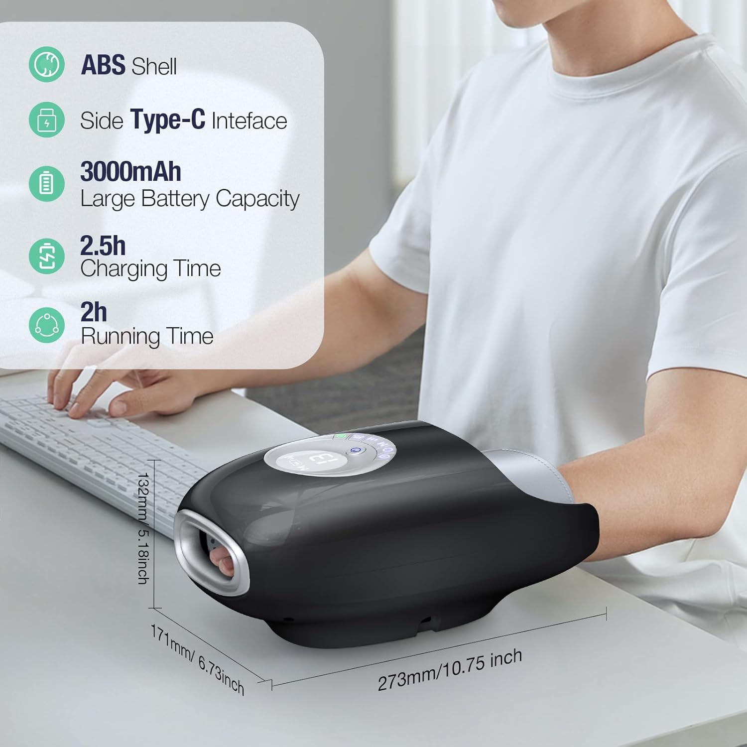 SKRFORM Hand Massager with Heat & Compression, 6 Modes, Wrist & Palm Kneading, Arthritis Relief