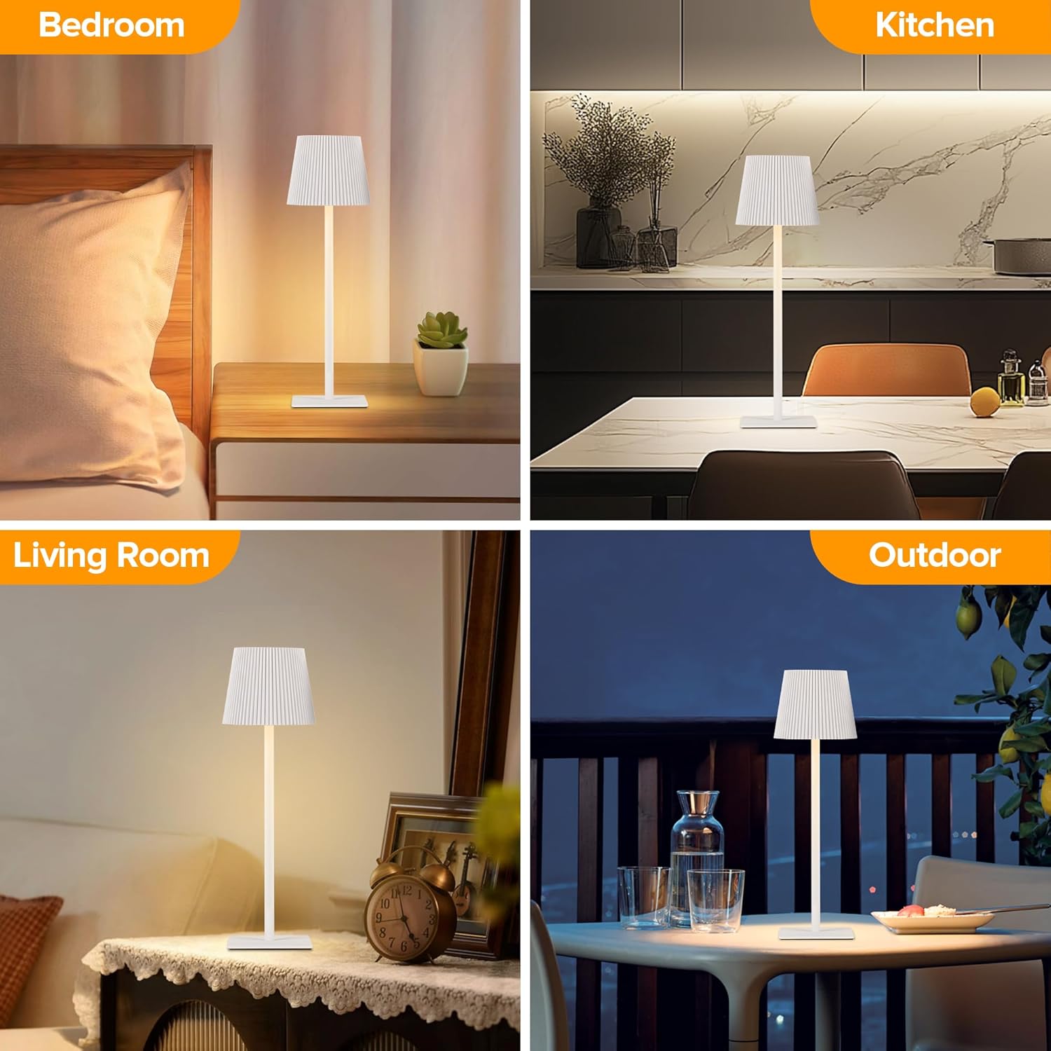 LUTEC 2 Pack Cordless Table Lamps Rechargeable Dimmable White Outdoor