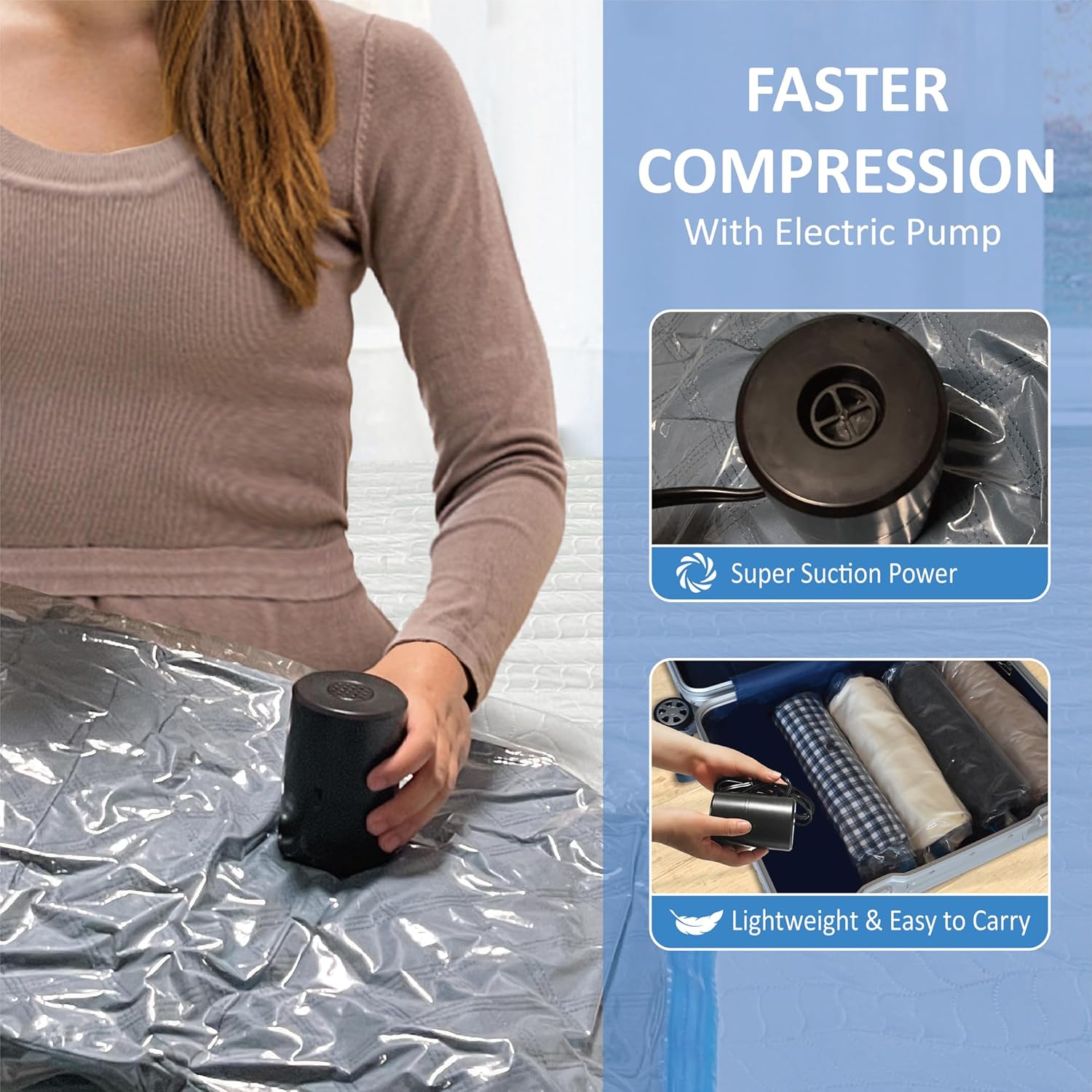15 Jumbo Vacuum Storage Bags with Electric Pump