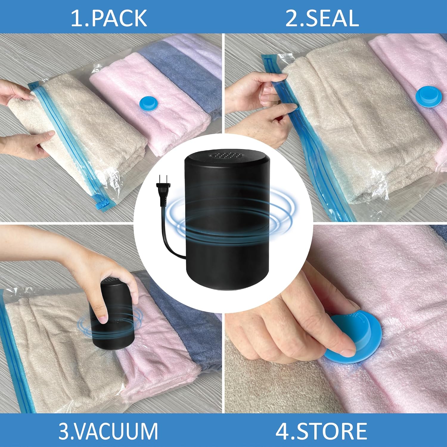 15 Jumbo Vacuum Storage Bags with Electric Pump