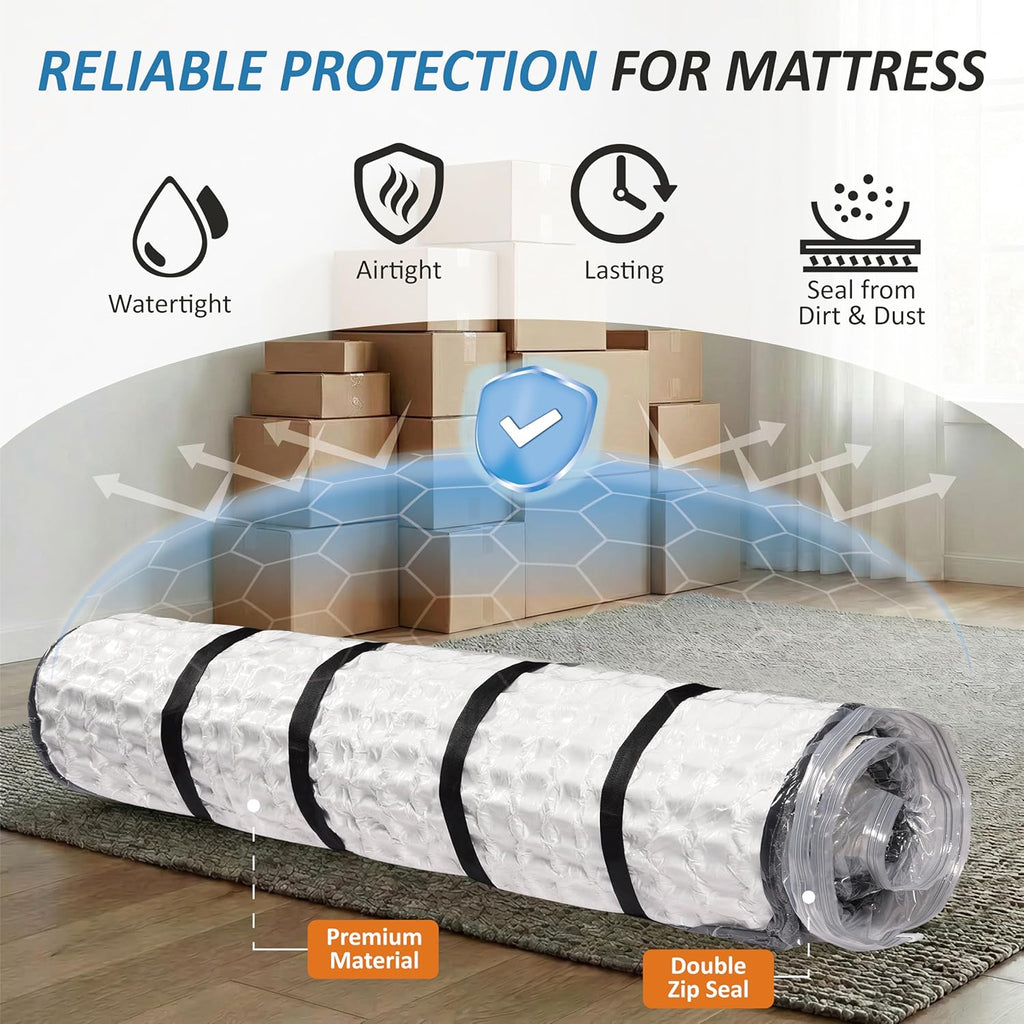 VacHeavy Duty Vacuum Mattress Bag Roll Up Compression Storage Moving w/ Straps