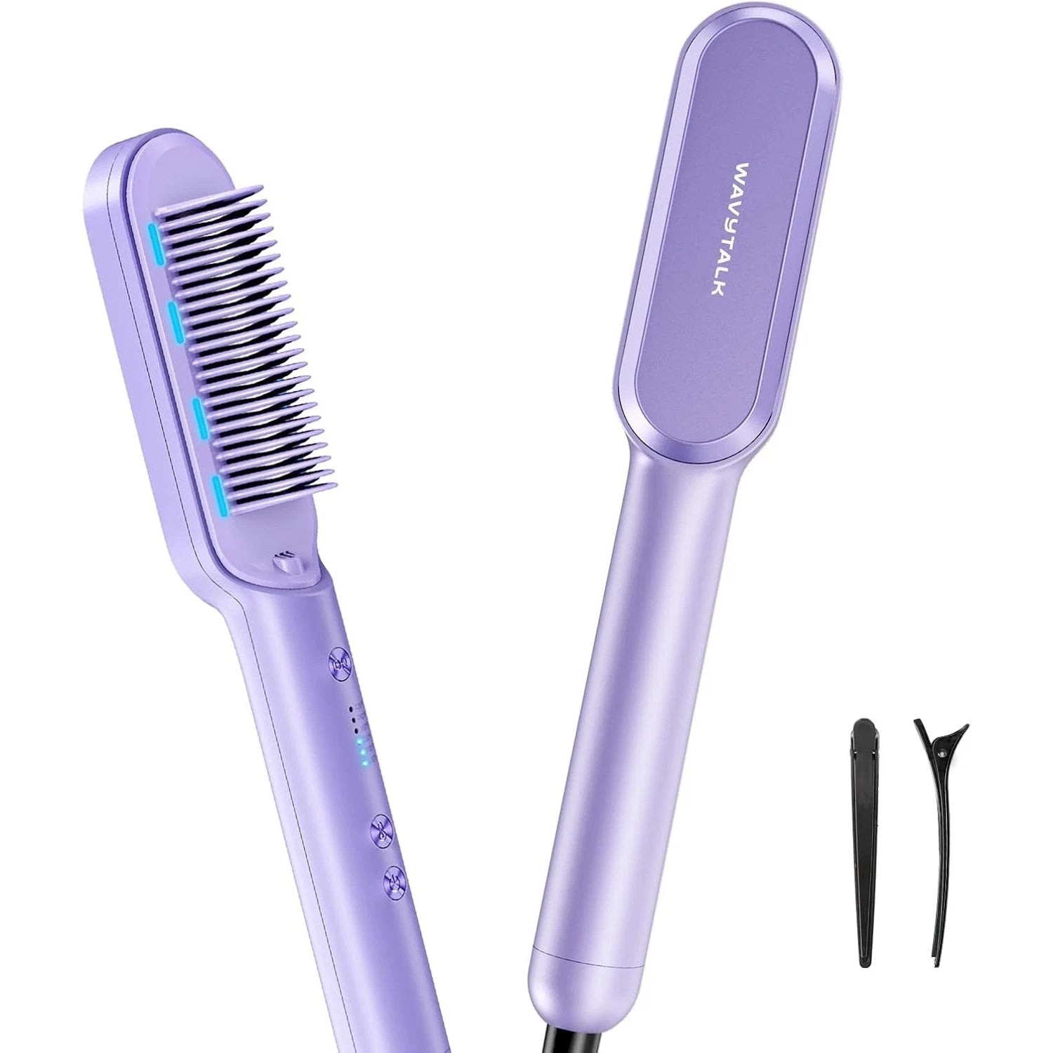 Wavytalk Hair Straightener Brush Ceramic Sweep Ionic Straightening Comb Purple