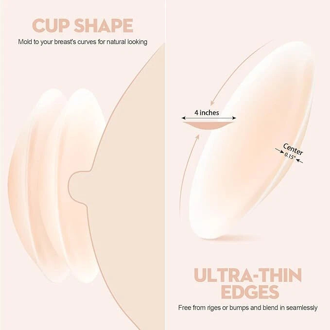 One Size Ultra-Thin Nipple Cover, 4 Pairs Extra Nipple Covers for Women, Skin Safe Long-Lasting Adhesive Silicone Bra